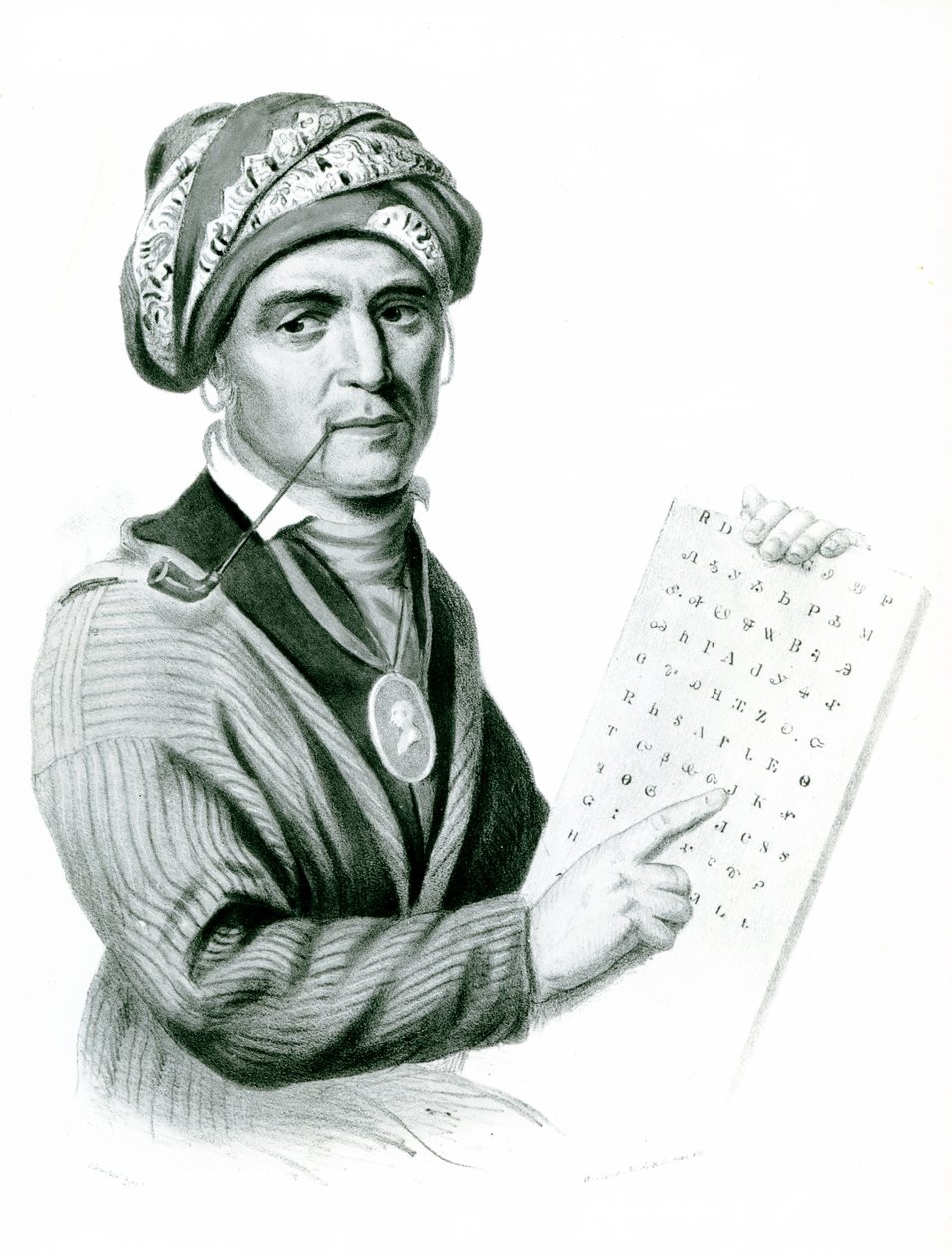 Se Quo Yah (Sequoyah), az indiai ábécé feltalálója, 1836 (b:w fotó) alkotó: American School