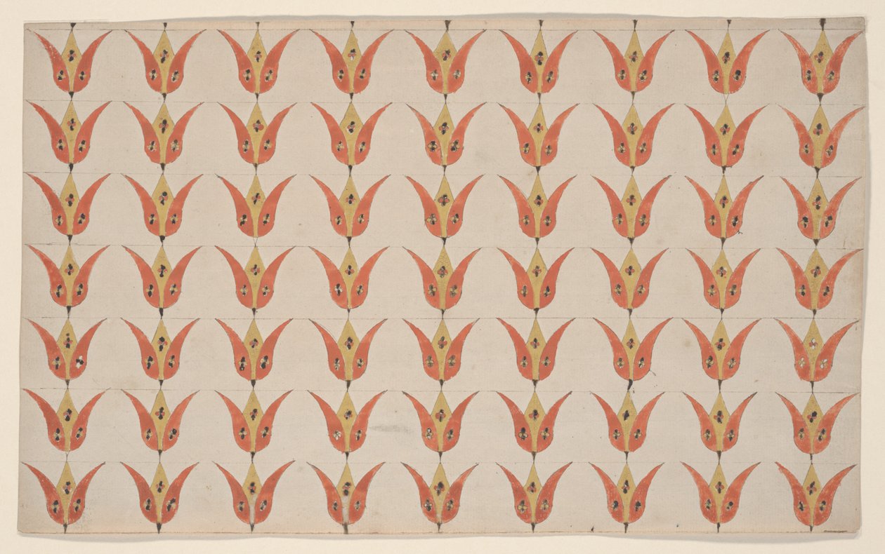 Hét sor tulipán, Fraktur festmény, 1800-20 körül alkotó: American School