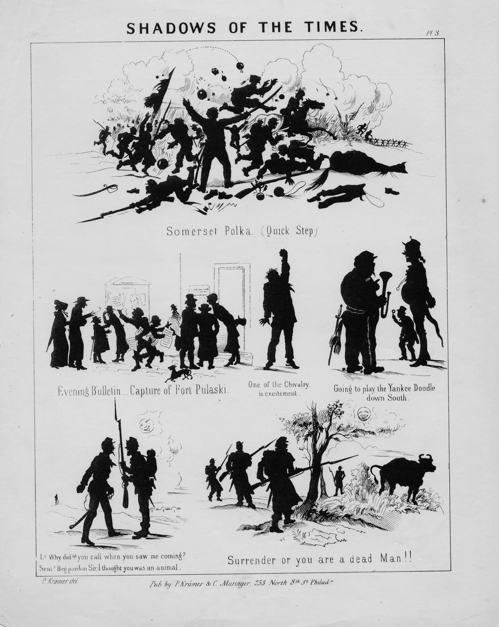 Az idők árnyékai, 3. tábla, kiadó: P. Kramer & C. Muringer, Philadelphia, 1862 körül alkotó: American School