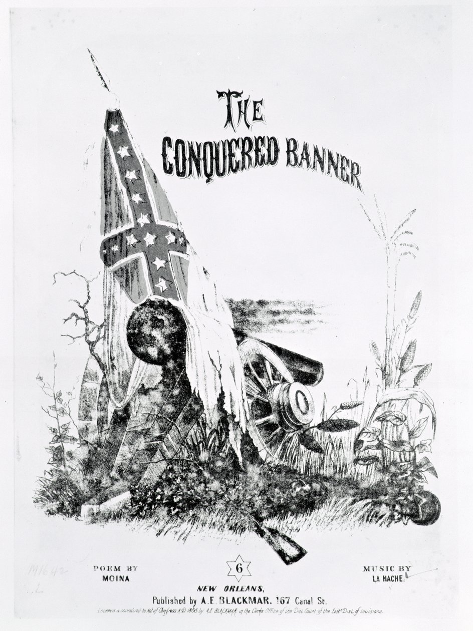 Kottaborító a „The Conquered Banner”-hez, Moina verse, zenéje: La Hache, kocsma. A. E. Blackmar, 1862 alkotó: American School