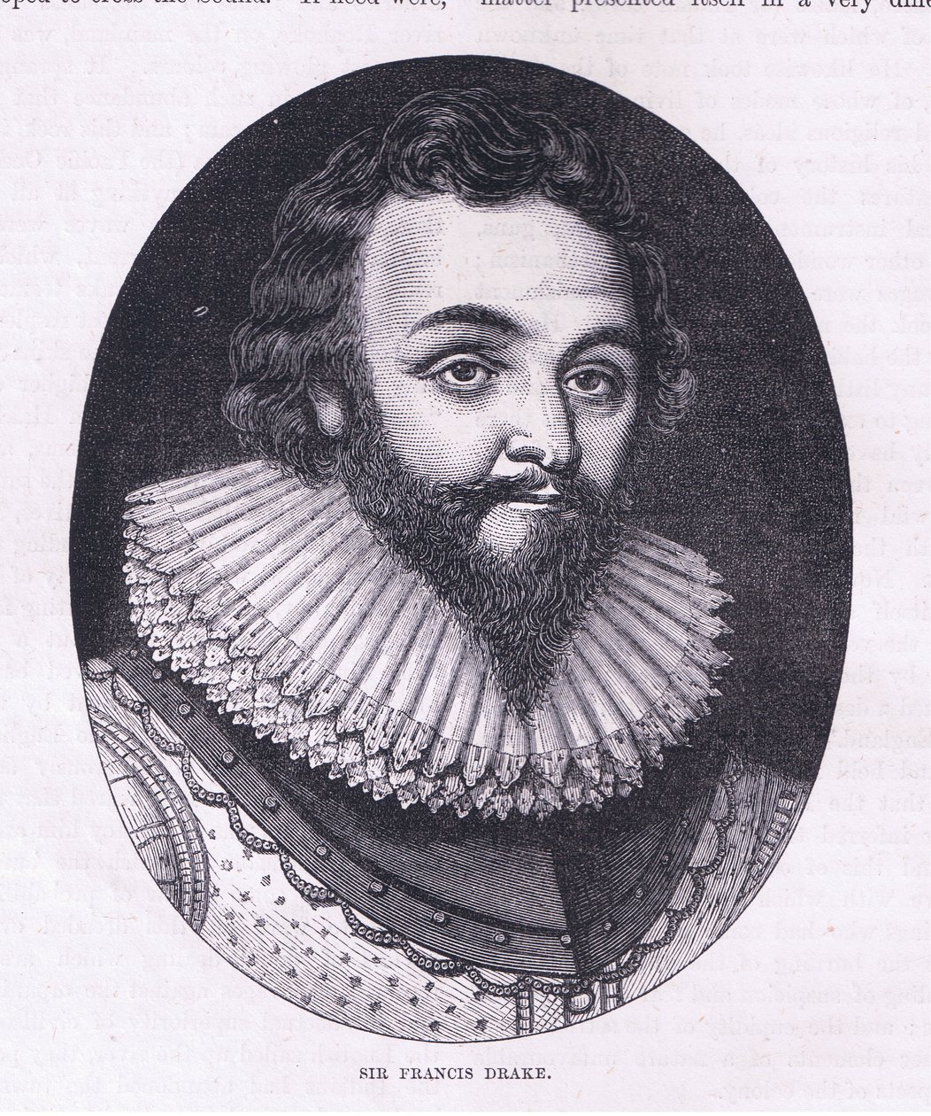Sir Francis Drake, illusztráció Cassell története az Egyesült Államok pubjából. készítette: Petter & Galpin 1890 körül (litho) alkotó: American School