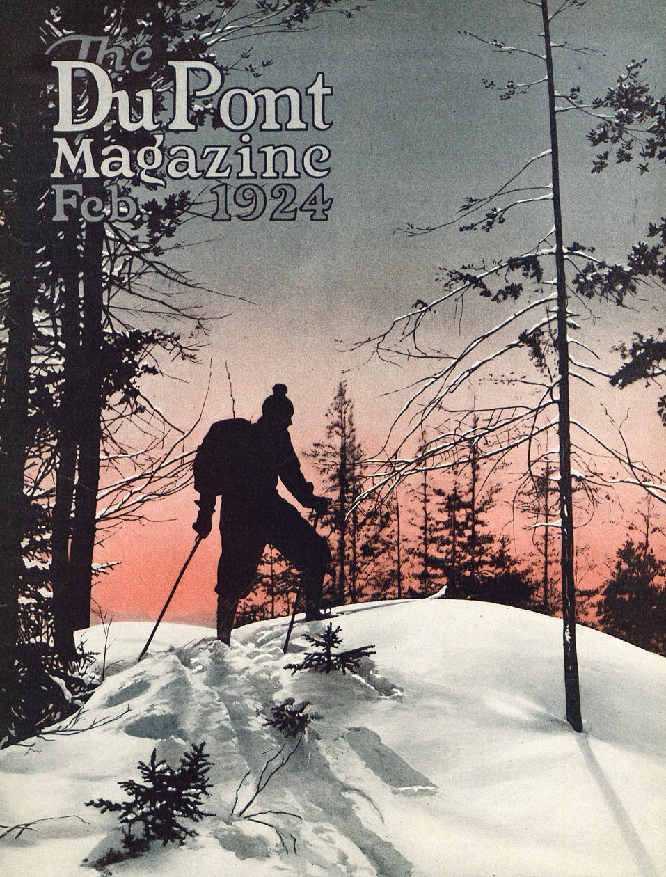 Síelés, a DuPont Magazin címlapja, 1924. február alkotó: American School
