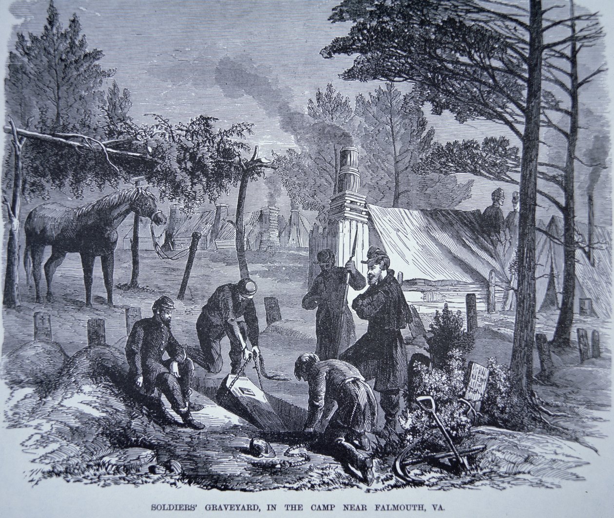 Katonák temetője a táborban Falmouth közelében, Virginia államban (litho) alkotó: American School