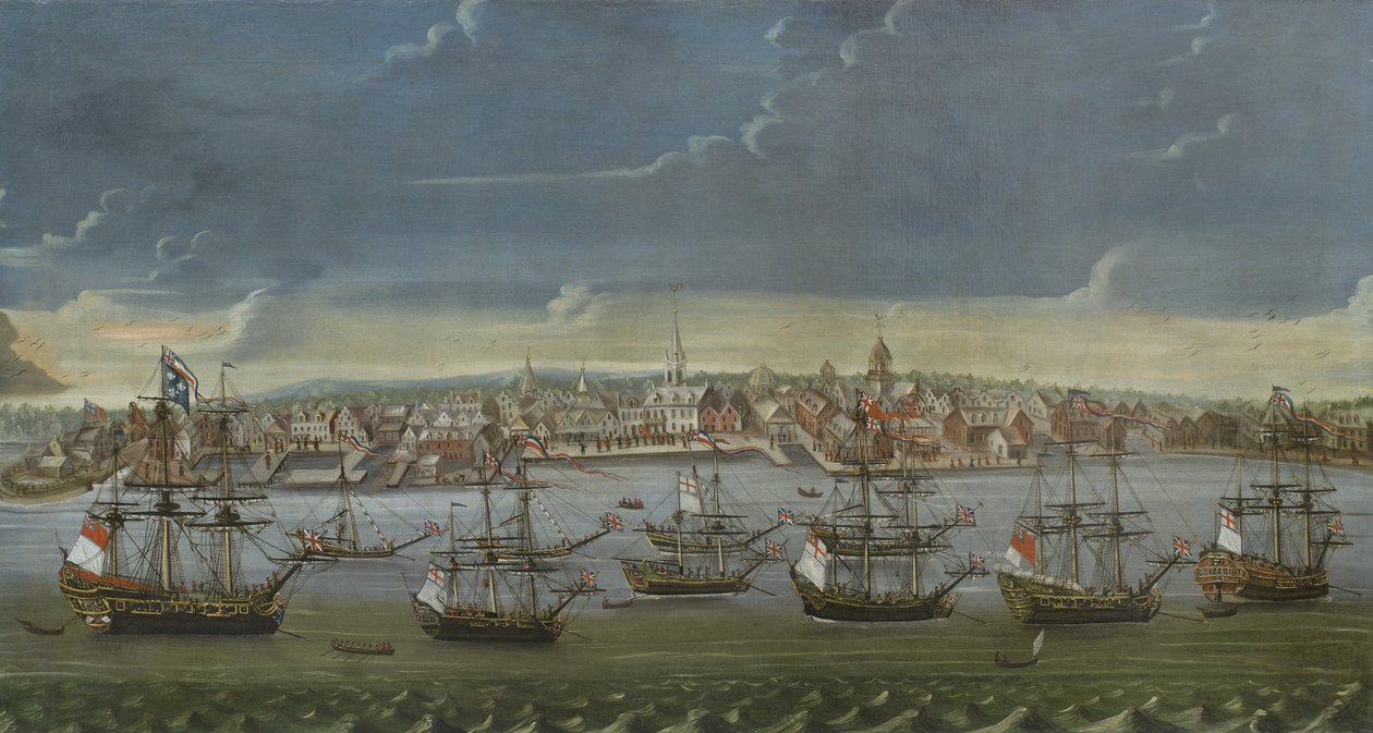New York város délkeleti kilátása, 1756-1757 körül alkotó: American School