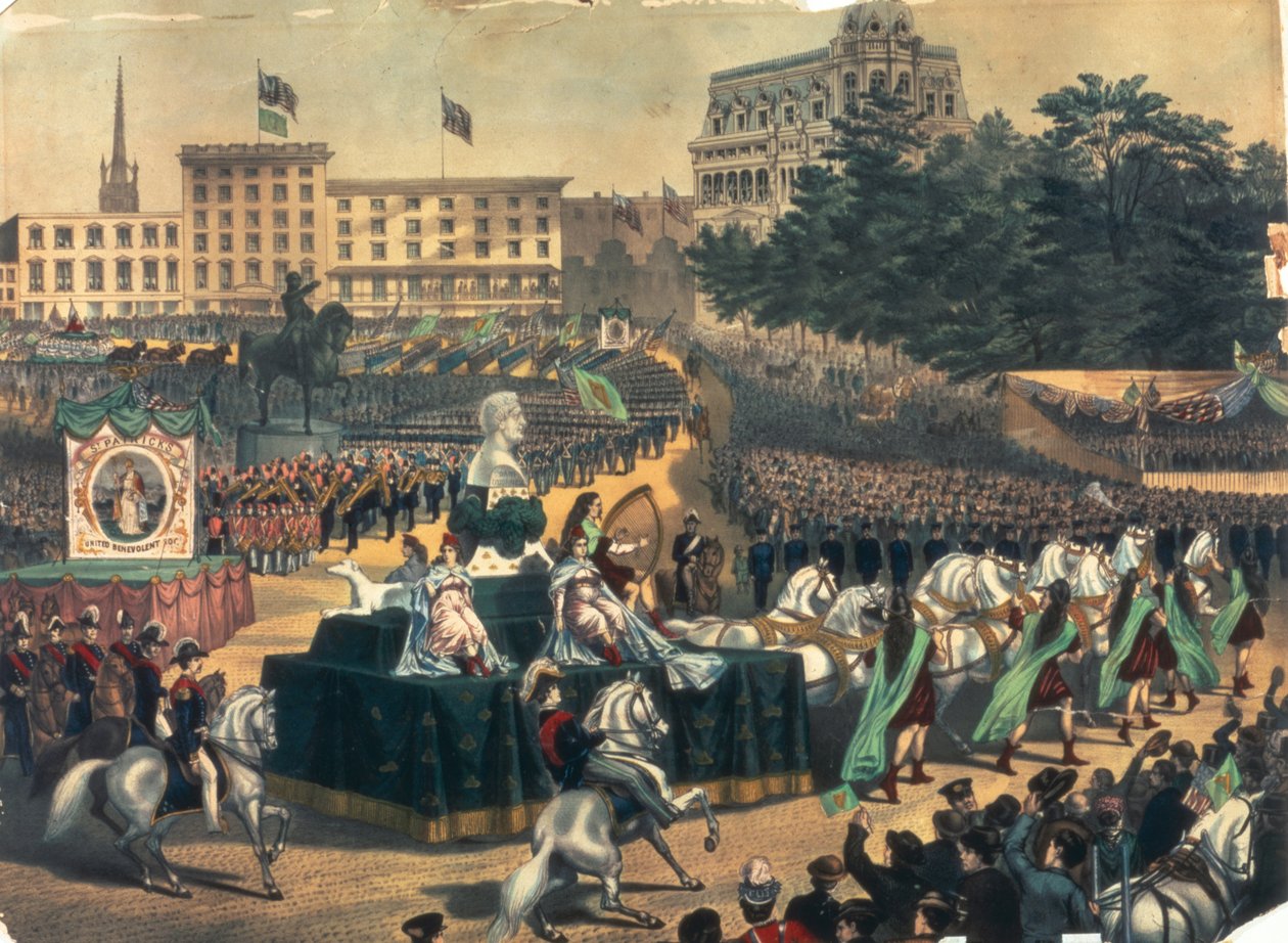 St. Patricks Day Parade Amerikában, Union Square, 1870-es évek alkotó: American School