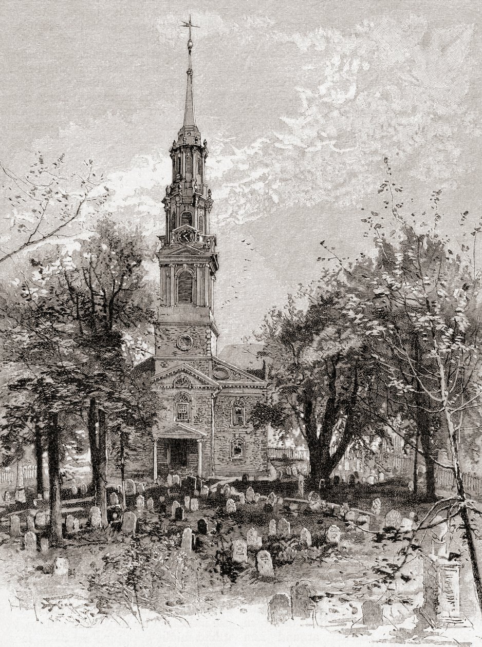 A New York-i Szent Pál-templom a 19. században, a "The Century Illustrated Monthly Magazine" című, 1884-ben kiadott lapból (metszet). alkotó: American School