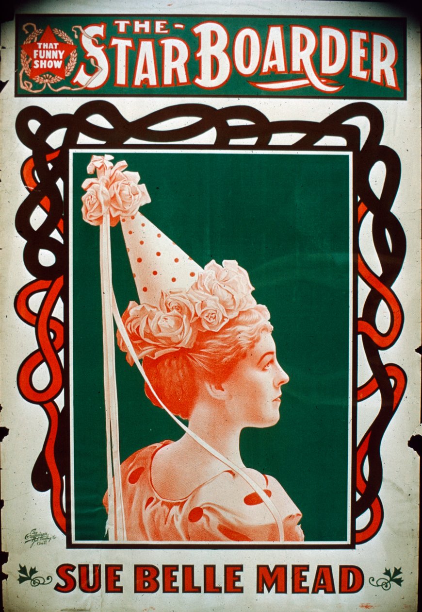 Star Boarder színházi plakát Sue Belle Mead színésznővel, 1900 körül alkotó: American School