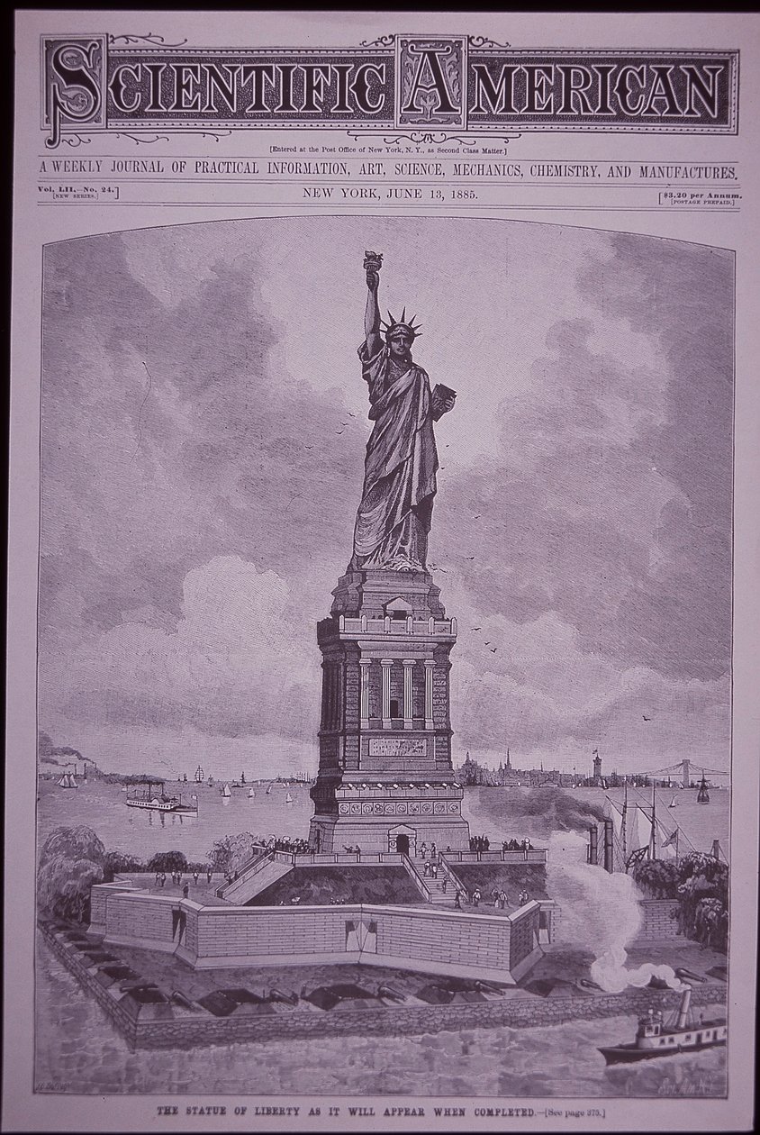 A Szabadság-szobor „ahogyan az elkészült után fog megjelenni” a Scientific American borítóján alkotó: American School