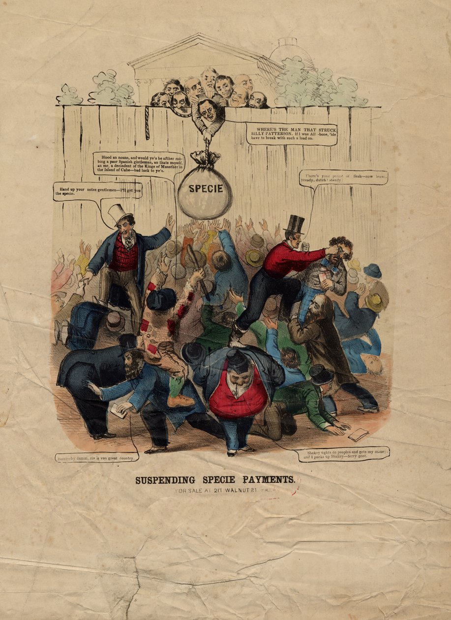 A faji kifizetések felfüggesztése, megjelent Philadelphiában, c. 1857 alkotó: American School