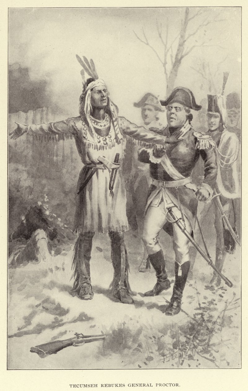 Tecumesh megdorgálja Proctor tábornokot (litho) alkotó: American School