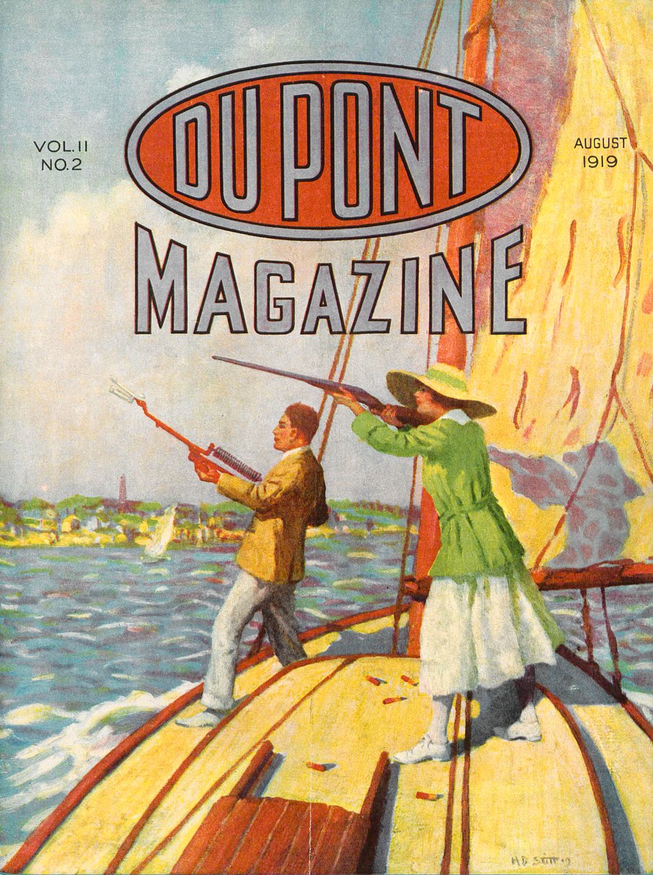 Az 1919-es Grand American Handicap Trapshooting Tournament, a DuPont Magazin címlapja, 1919. augusztus alkotó: American School