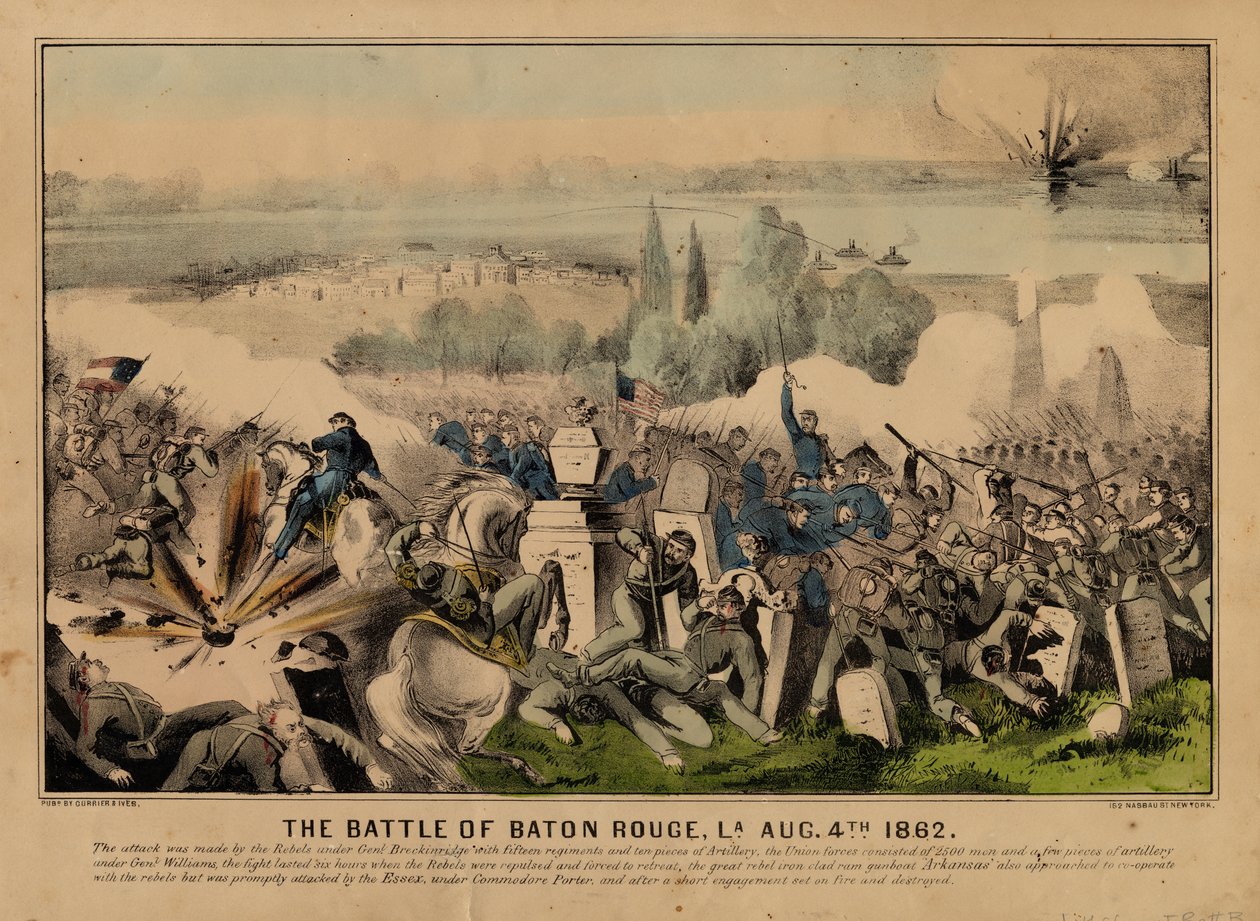 A baton rouge-i csata, La. 1862. augusztus 4., pub. szerző: Currier & Ives, 1862 körül alkotó: American School