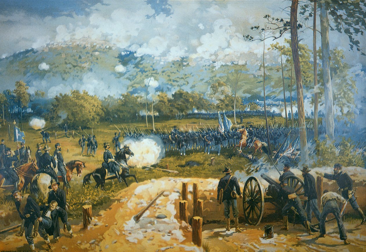 A Kenesaw-hegyi csata, 1864. június 27. (színes litó) alkotó: American School
