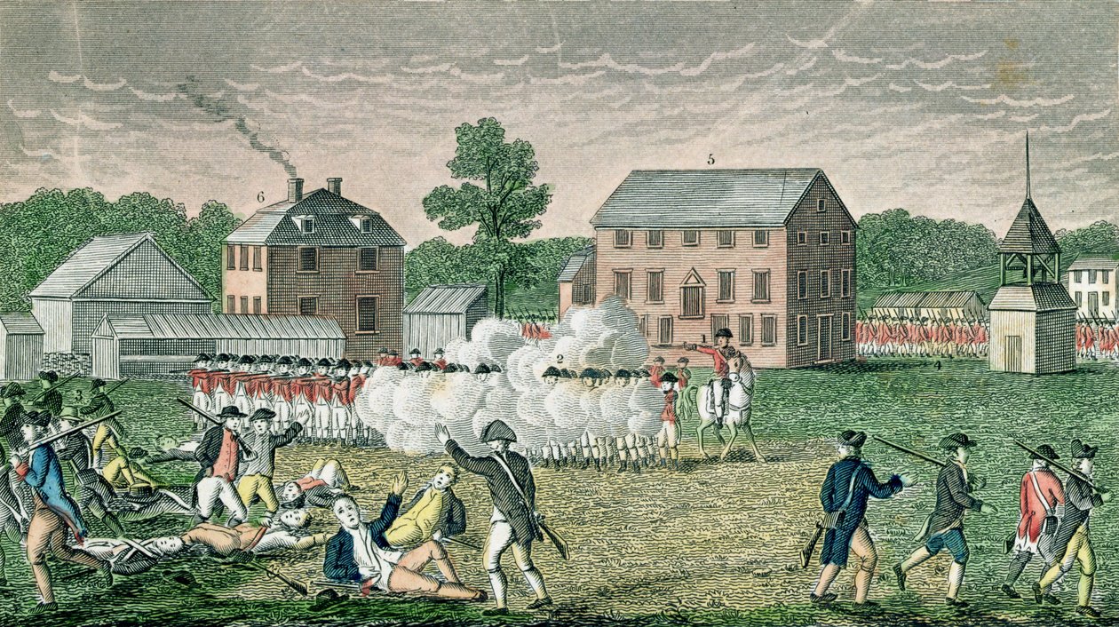A lexingtoni csata, 1775. április 19., a "Connecticut Historical Collections"-ből, John Warner Barber, metszet: A. Doolittle, 1832 alkotó: American School