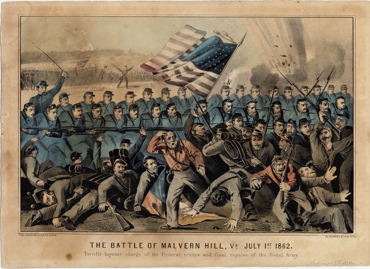 The Battle of Malvern Hill, Va., 1862. július 1., pub. szerző: Currier & Ives, 1862 körül alkotó: American School