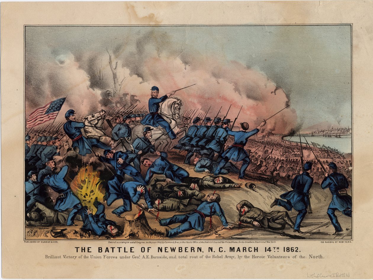 The Battle of Newbern, N.C., 1862. március 14., pub. szerző: Currier & Ives, 1862 körül alkotó: American School