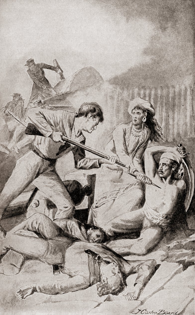 A Quallah Battoo-i csata 1832-ben, az 1905-ben megjelent „Országunk története” című művéből (litho) alkotó: American School