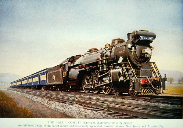 A Blue Comet vonat, 1930 körül (színes litó) alkotó: American School