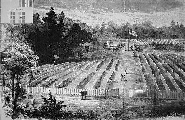 A temetkezési hely az Andersonville-i hadifogolytáborban (lithó) alkotó: American School