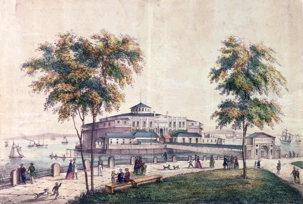A Castle Garden at the Battery, metszett D.W Lewis alkotó: American School