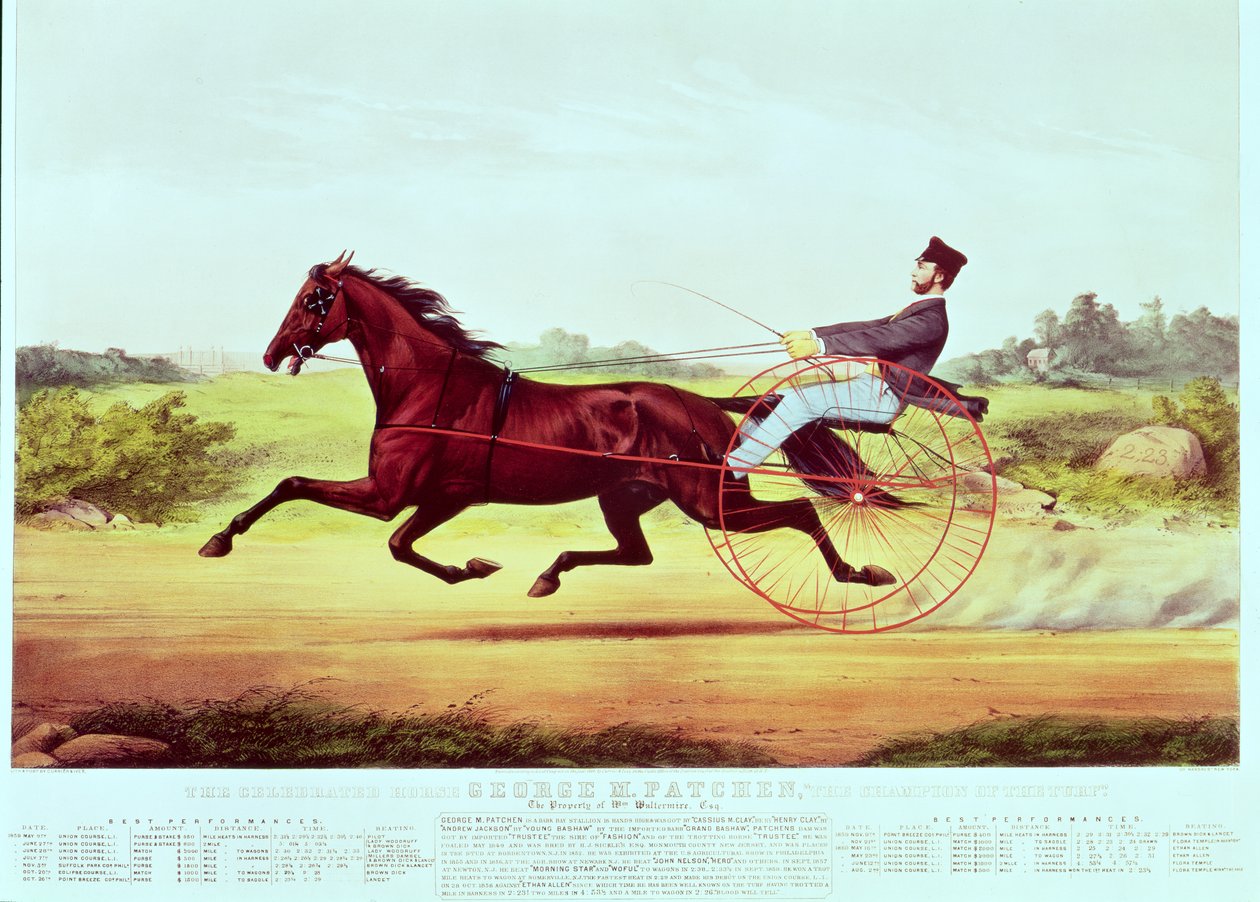 Az ünnepelt ló, George M. Patchen, A gyep bajnoka, vésette Nathaniel Currier (1813-88) és James Merritt Ives (1824-95), 1860 alkotó: American School