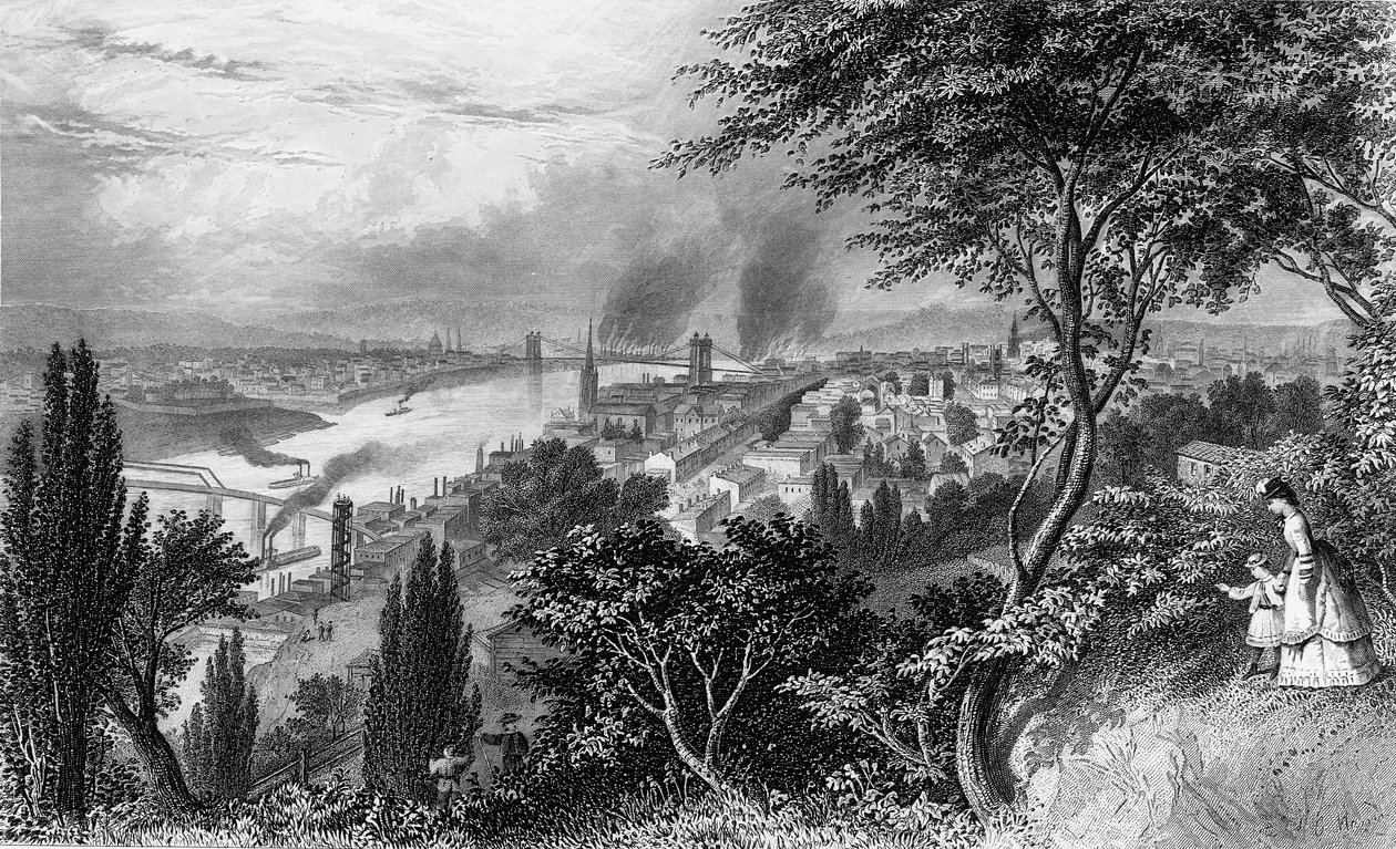 Cincinnati városa, Ohio, a festői Amerika II. kötetéből, New York 1872. alkotó: American School