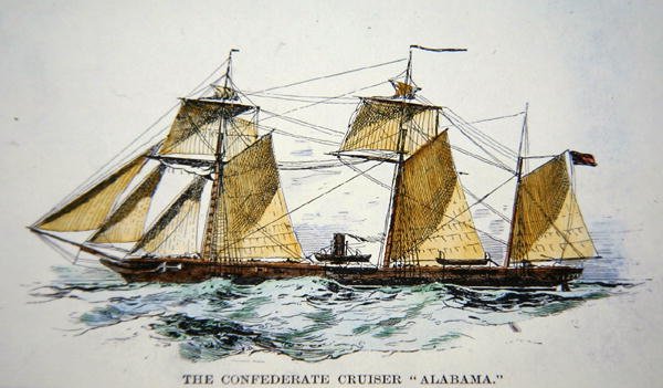 A konföderációs magánretró „Alabama” (litho) alkotó: American School