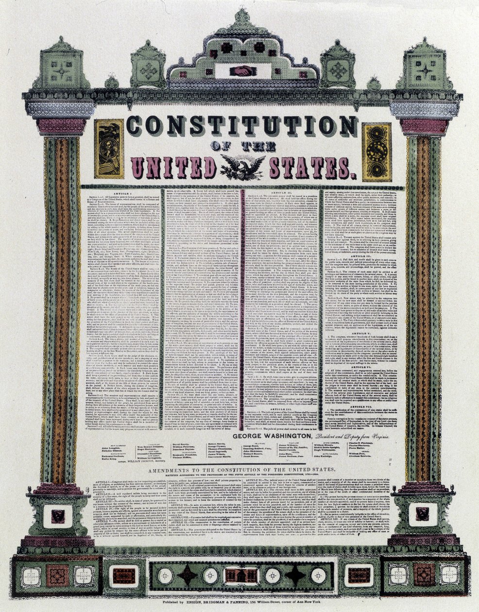 Az Amerikai Egyesült Államok alkotmánya (amerikai alkotmány), amelyet 1787-ben írtak alá, 1789-ben alkalmazták alkotó: American School
