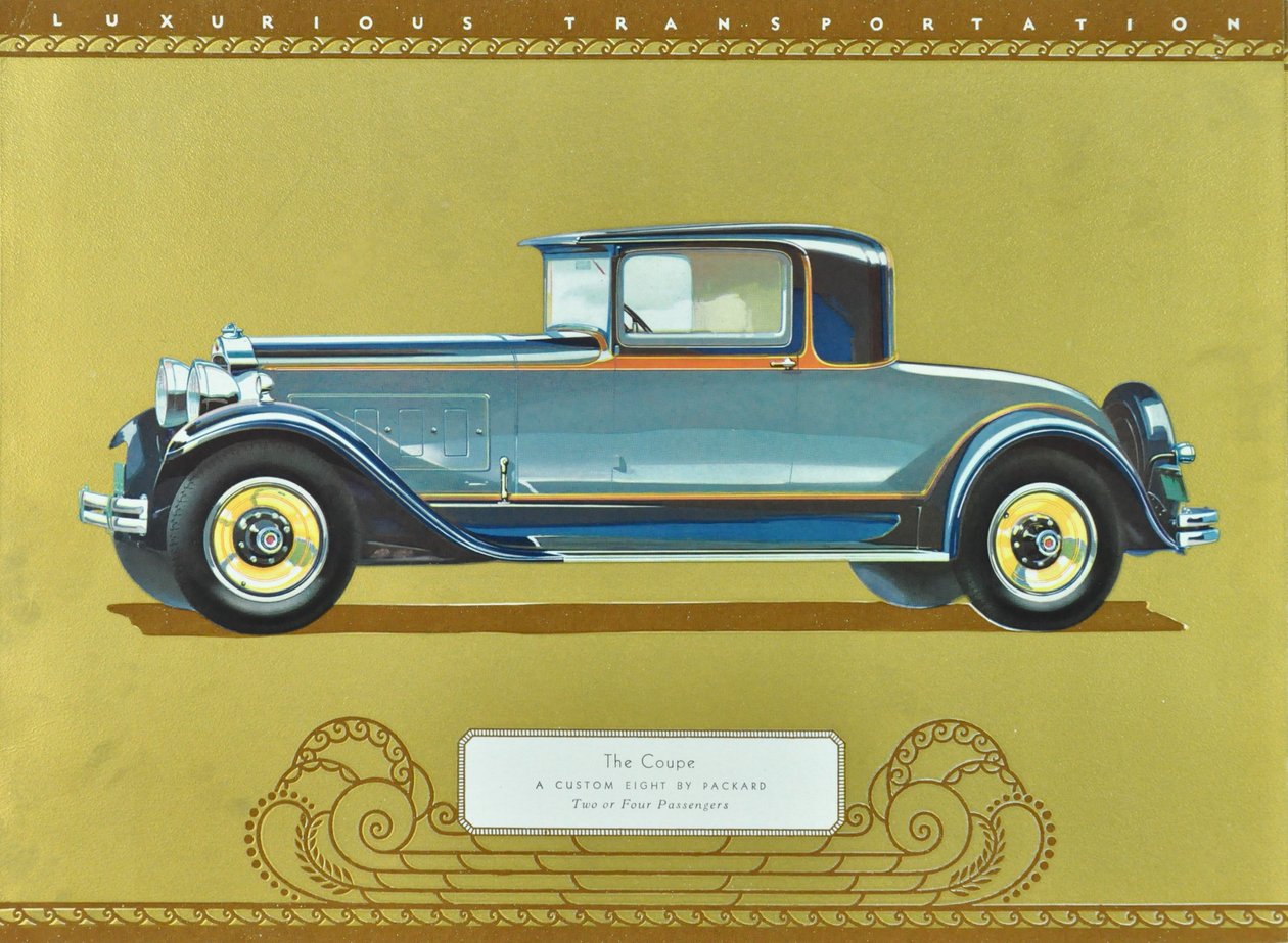The Coupe, A Custom Eight by Packard, pub.1930 (színes litográfia) alkotó: American School