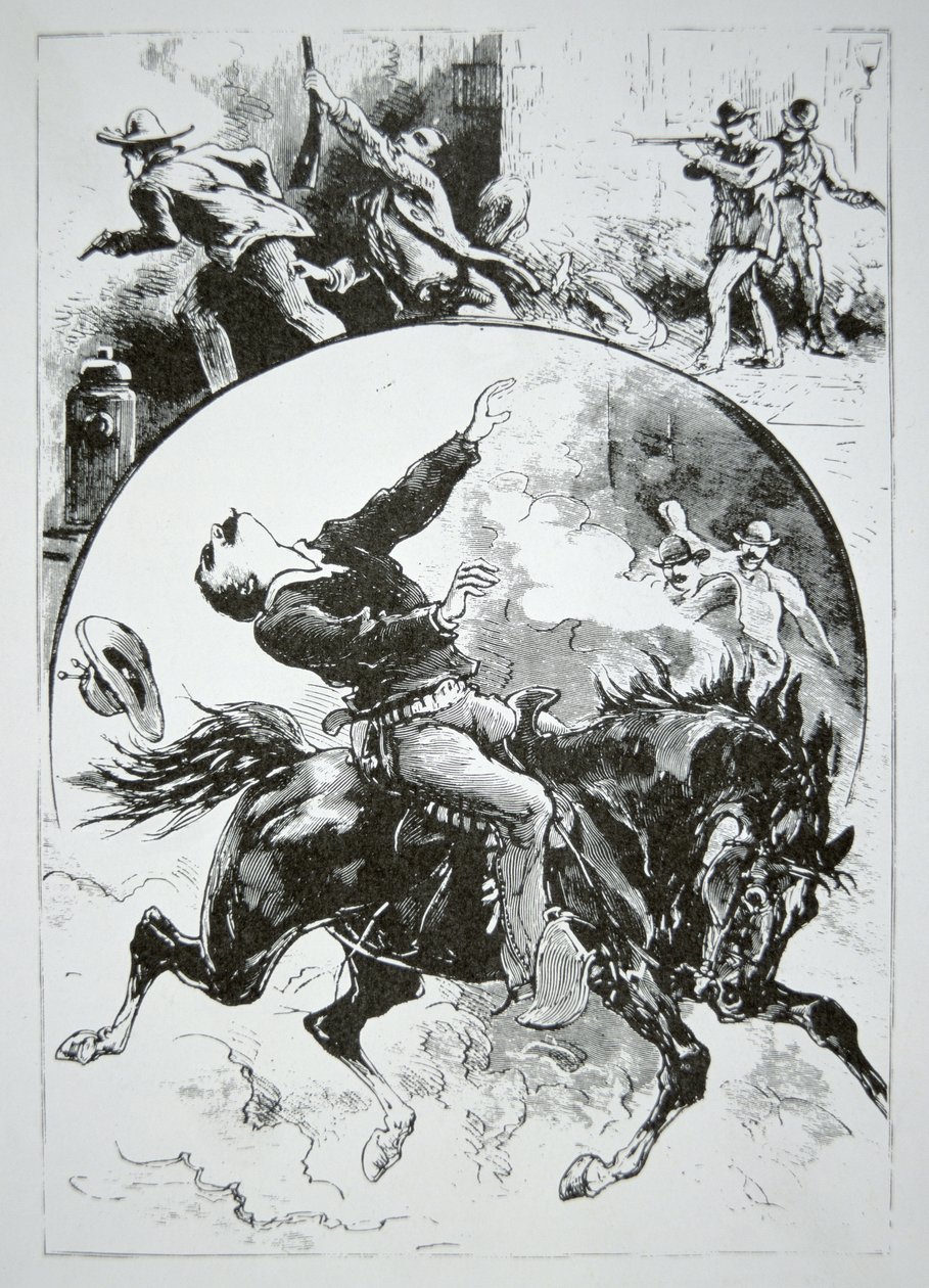 A Dalton-banda, amelyet Coffeyville dühös polgárai lőttek le, a National Police Gazette-ből, 1892. október 5. (metszet) alkotó: American School