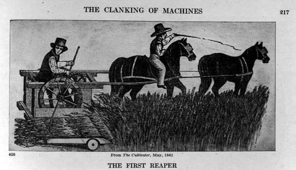 The First Reaper, illusztráció a The Cultivator, 1841-ből, a The Pageant of America, 3. kötetből, Ralph Henry Gabriel, 1926 alkotó: American School