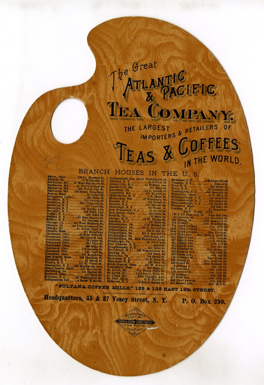 A Great Atlantic & Pacific Tea Company, a teák és kávék legnagyobb importőrei és kiskereskedői a világon (kivágott nyomtatott fa paletta) alkotó: American School