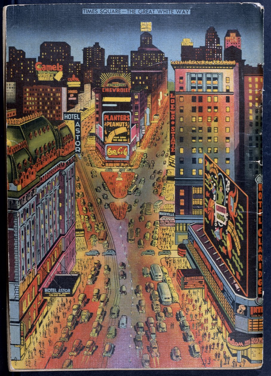 The Great White Way Times Square, New York City, illusztráció a New York Illustratedből, 1938 alkotó: American School