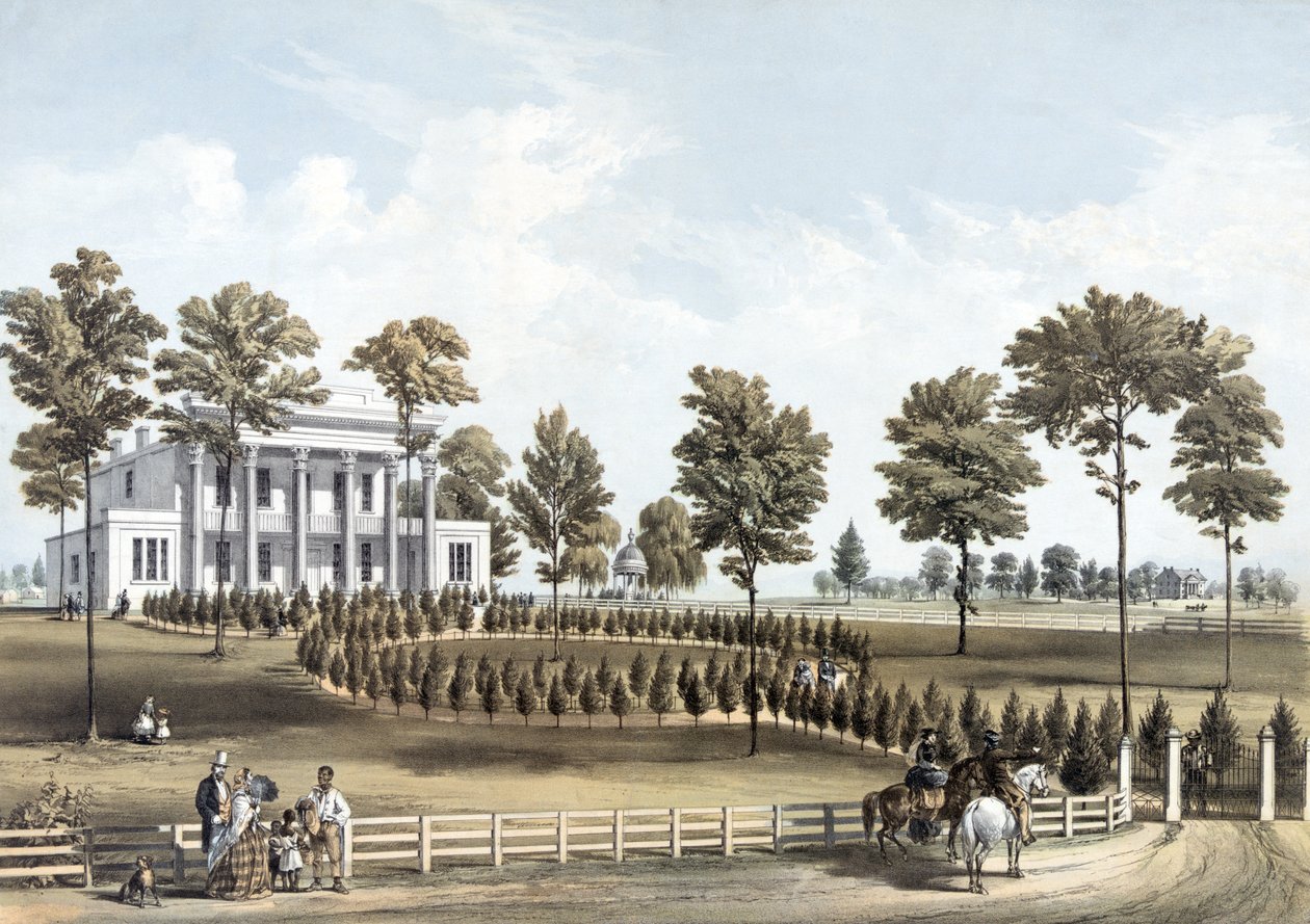 A Hermitage, Jackson sírja és Andrew J. Donelson rezidenciája 12 mérföldre Nashville-től, Tennessee államban, a helyszínen készült, március 29-én. alkotó: American School