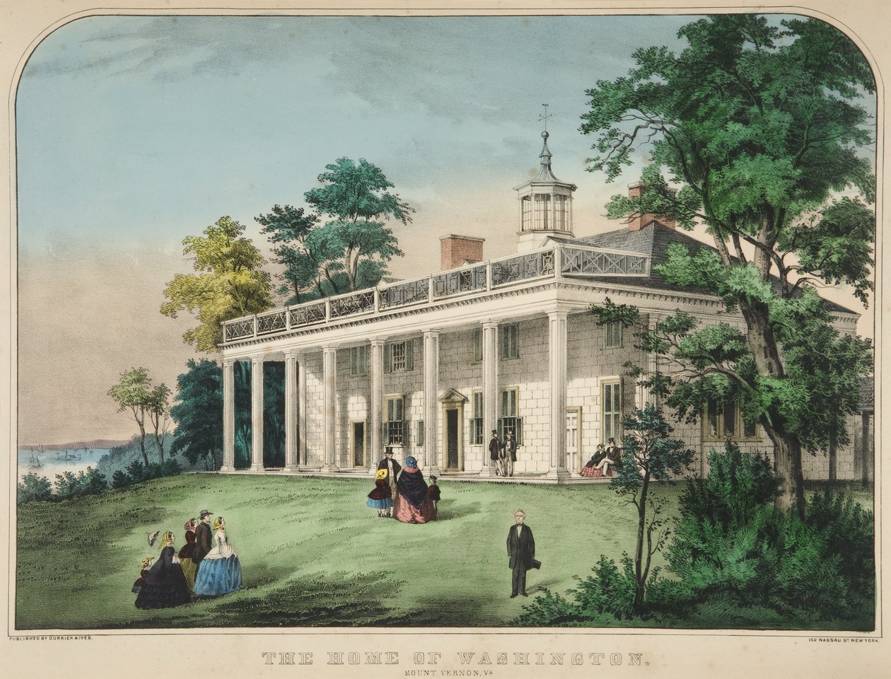 Washington otthona, Mount Vernon, Va., pub. 1857 körül (színes litó) alkotó: American School