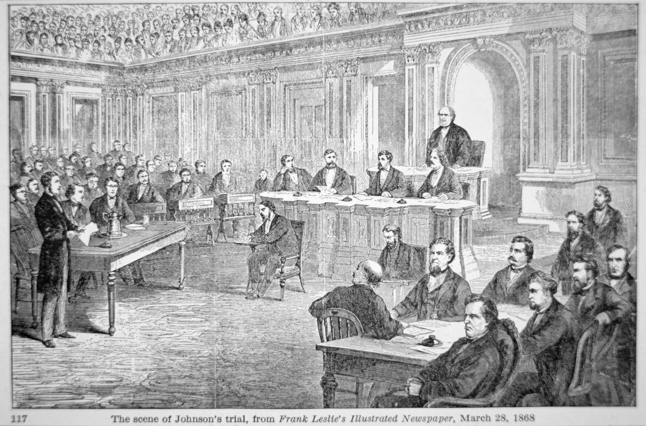 Johnson elnök felelősségre vonása 1868-ban, illusztráció a "Frank Leslie