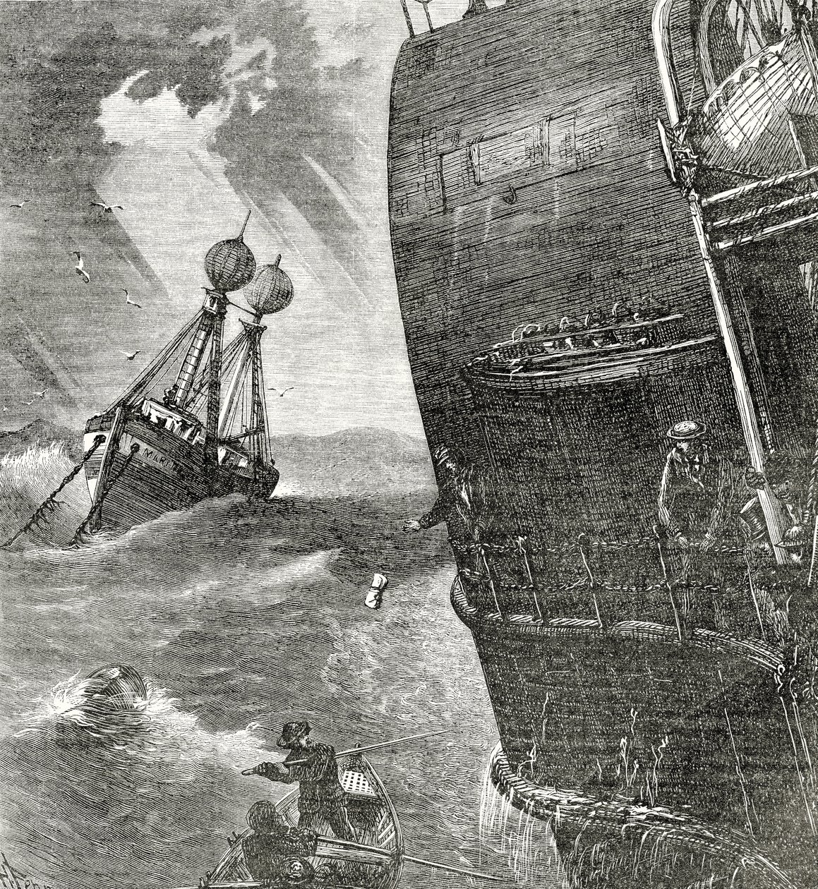 The Light-Ship and Incoming Steamer, előlapi illusztráció az Appletons Journalból, 1872. május 4. alkotó: American School