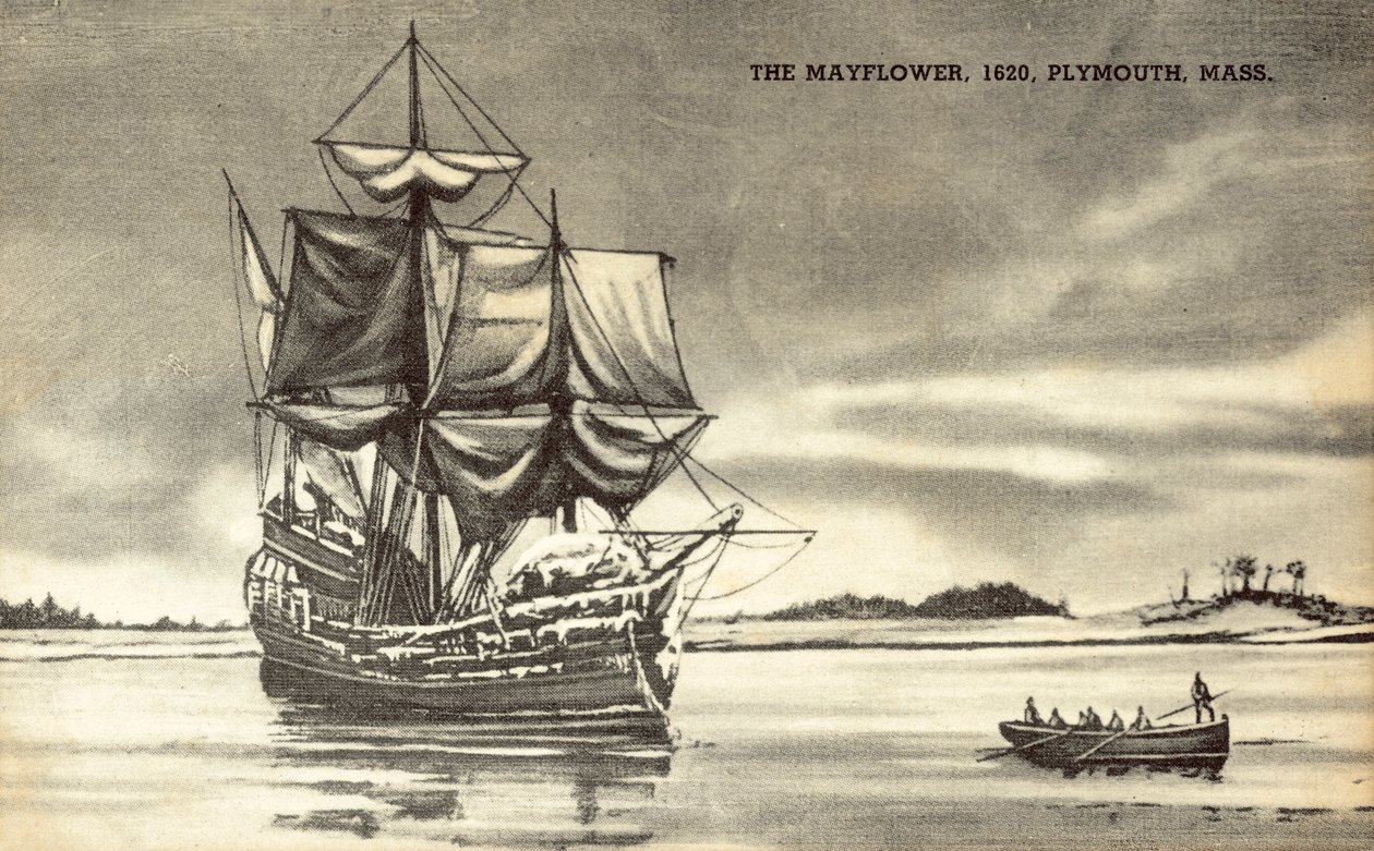 A Mayflower a massachusettsi Plymouthban alkotó: American School
