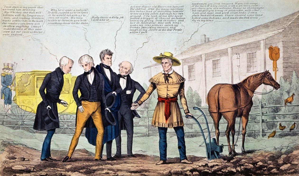 A North Bend Farmer és látogatói, H. R. Robinson által kiadott karikatúra, 1840-42 alkotó: American School