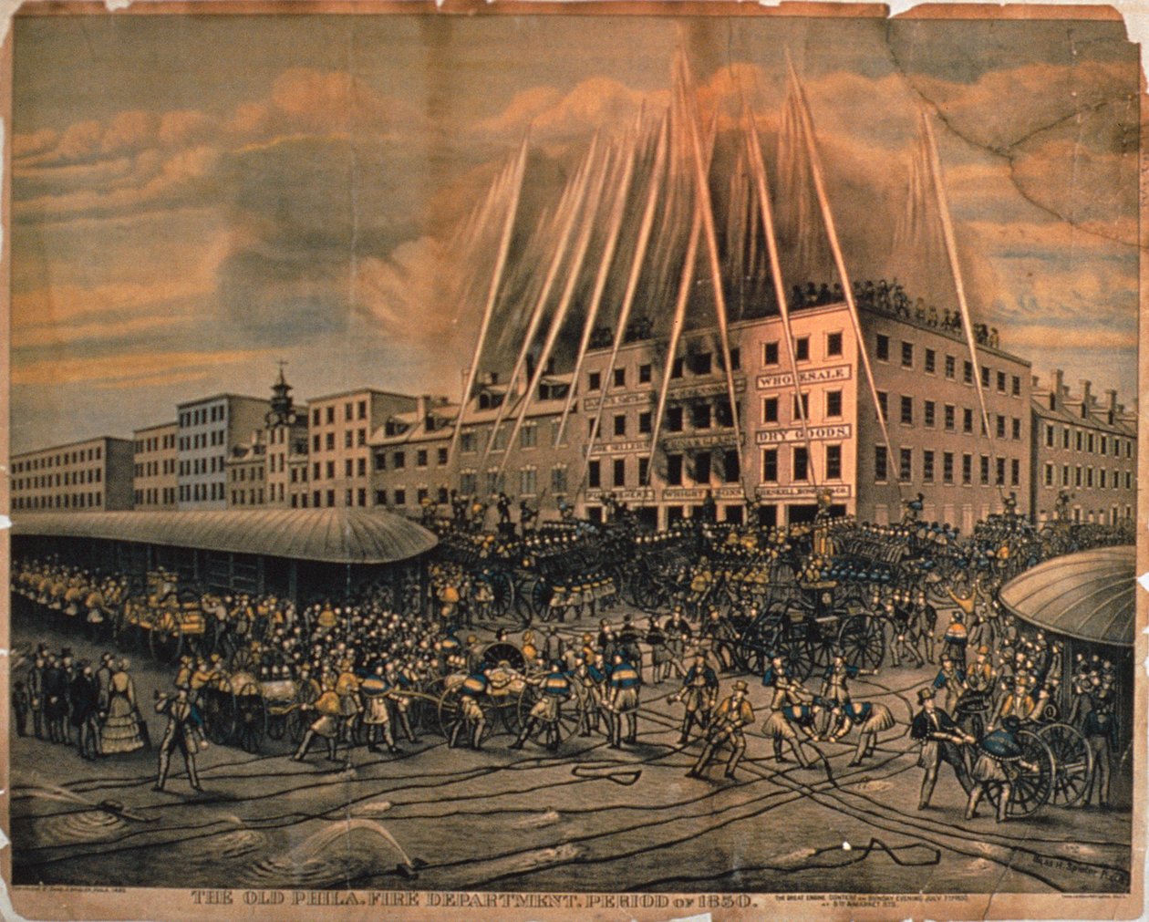 A régi philadelphiai tűzoltóság, 1850 alkotó: American School