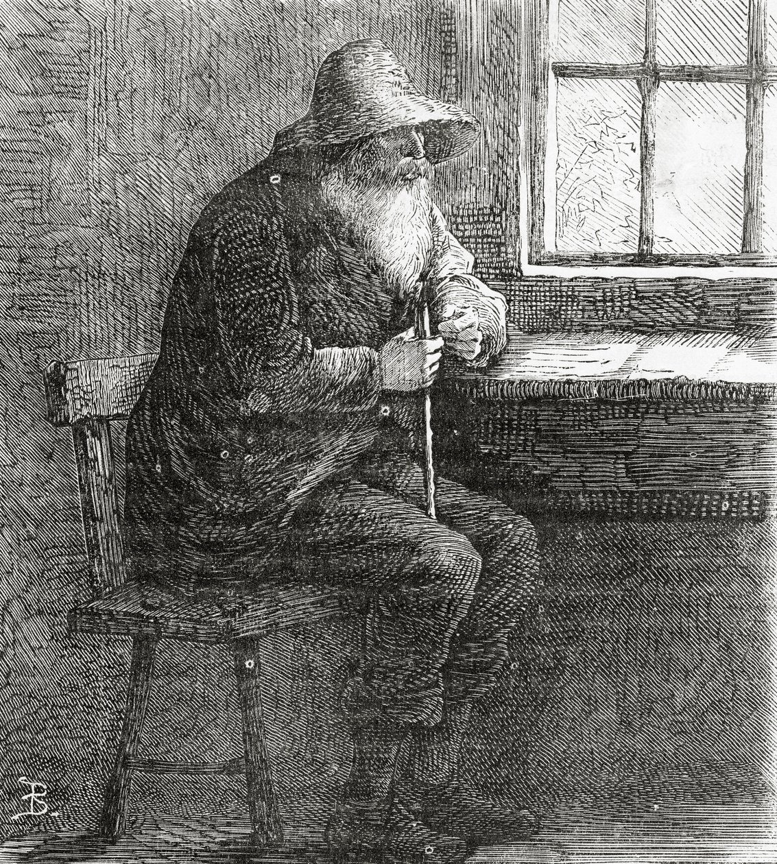 A pátriárka, illusztráció az A Community of Outcasts című filmhez, az Appletons Journalból, 1872. március 23. alkotó: American School