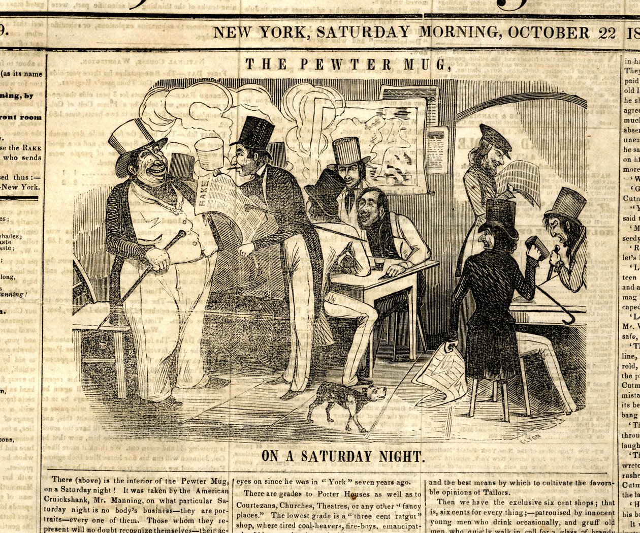 „The Pewter Mug”, illusztráció a „Weekly Rake”-ből, október 22. alkotó: American School