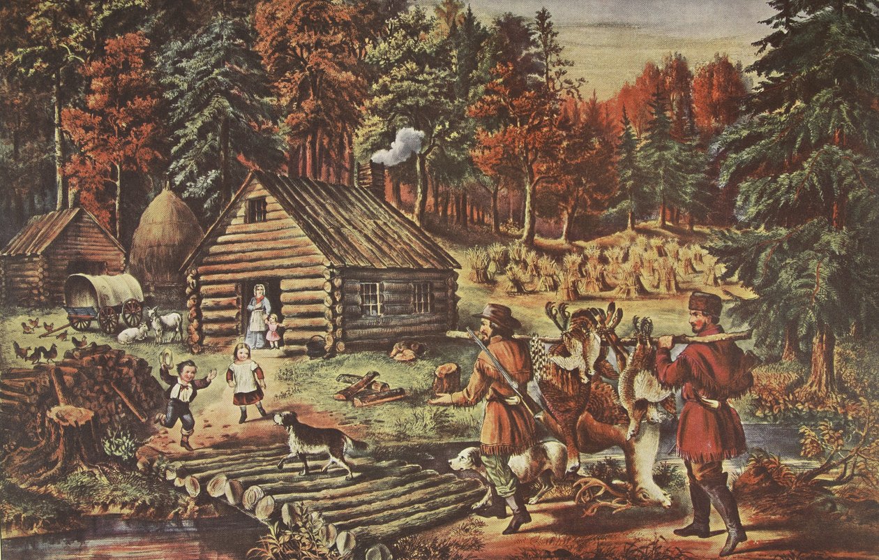 The Pioneers Home on the Western Frontier, pub. 1867, Currier & Ives alkotó: American School