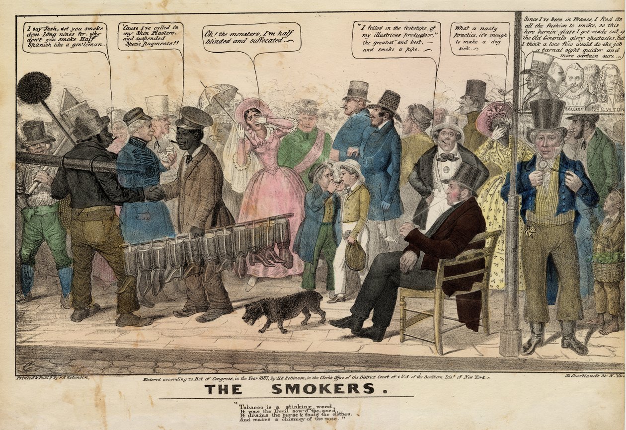The Smokers, 1837 körül (kézzel színezett litho) alkotó: American School