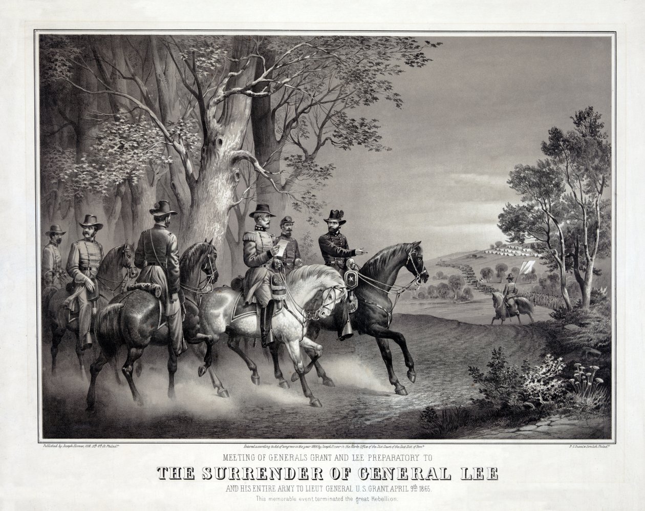 The Surrender of General Lee, pub. 1866 (litográfia) alkotó: American School