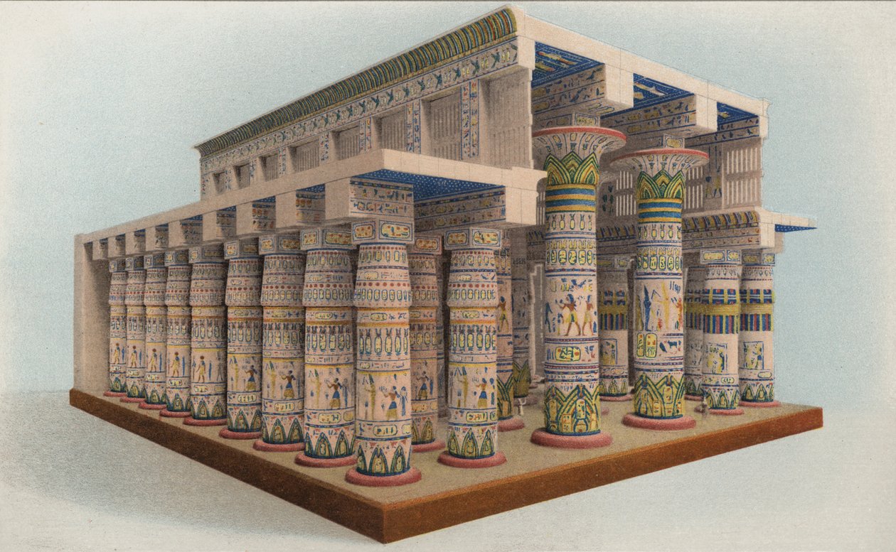 A karnaki templom, Egyiptom (színes litográfia) alkotó: American School