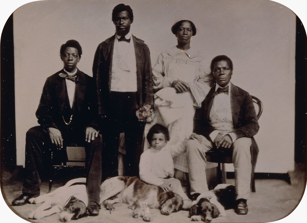 Az esküvői jelenet, 1860 körül (féltányéros bádog, kézzel színezett, bőrtokban) alkotó: American School