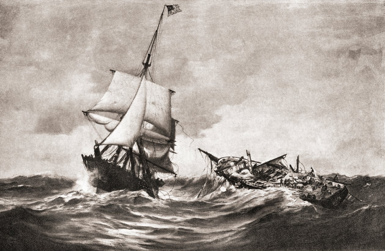 A HMS Frolic elfogása a háborús sloop-of-war USS Wasp által, egy haditengerészeti akció, amelyet 1812. október 18-án vívtak az Atlanti-óceánon, az 1812-es háború alatt, az 1905-ben megjelent „Hazánk története” című kötetből (litho) alkotó: American School