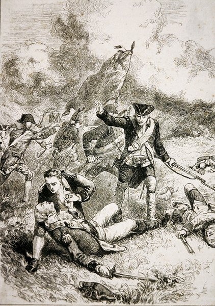 John Pitcairn őrnagy, a brit tengerészgyalogság halála a Bunker Hill-i csatában alkotó: American School