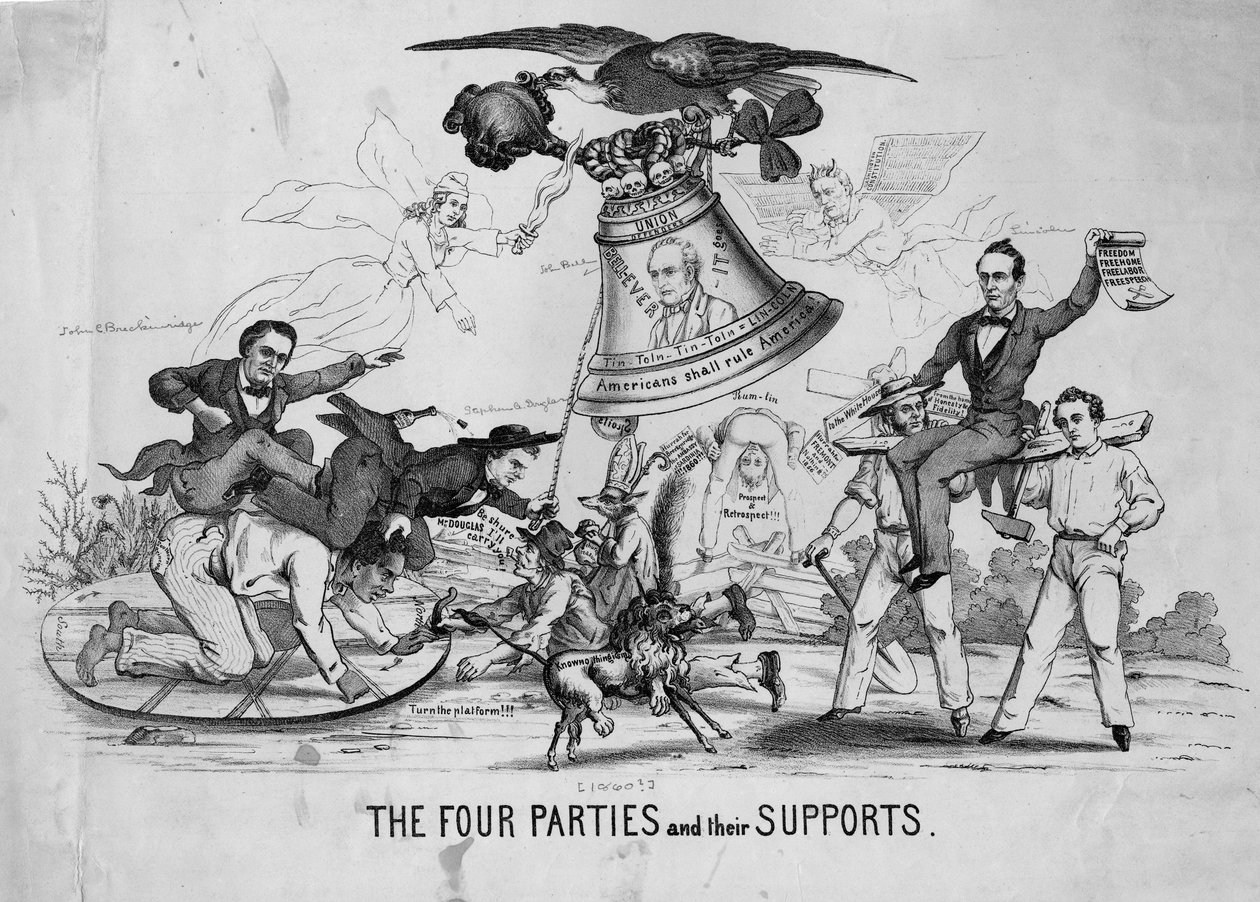 A négy párt és támogatóik, 1860 körül alkotó: American School